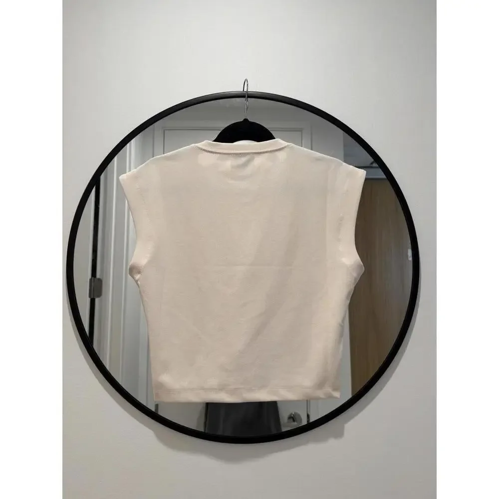 Tanya Taylor Rosalie Scuba Crepe Twist Top Cream White Size Medium - Picture 2 of 4